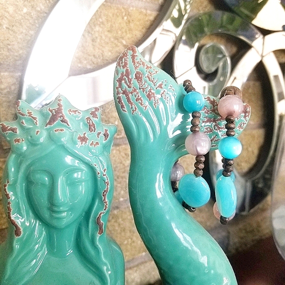 Blue & Brown Beaded Bracelet Set (2)